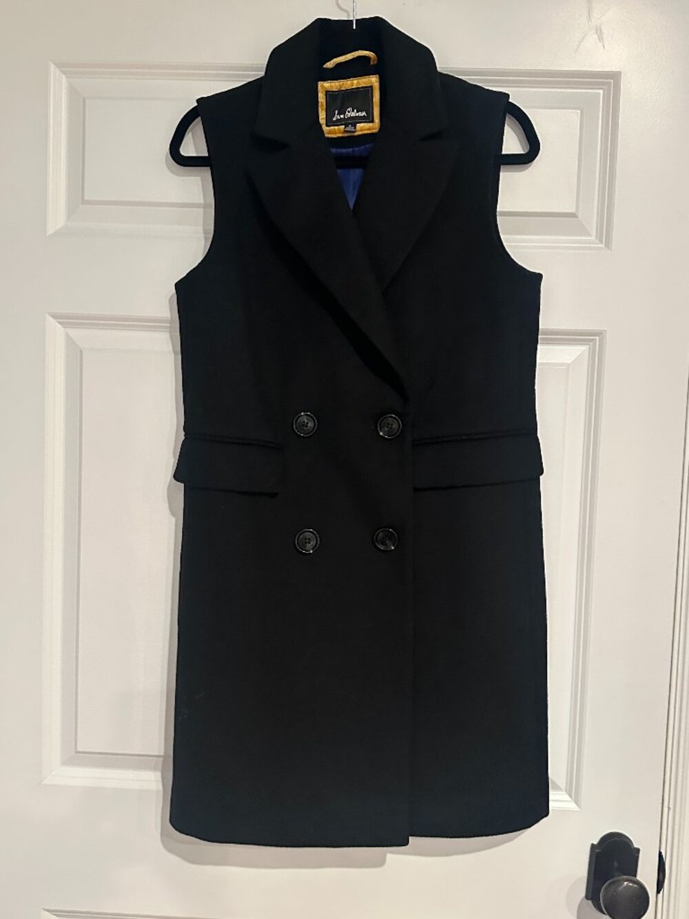 Sam Edelman Black wool & polyester substantial weight double breasted vest